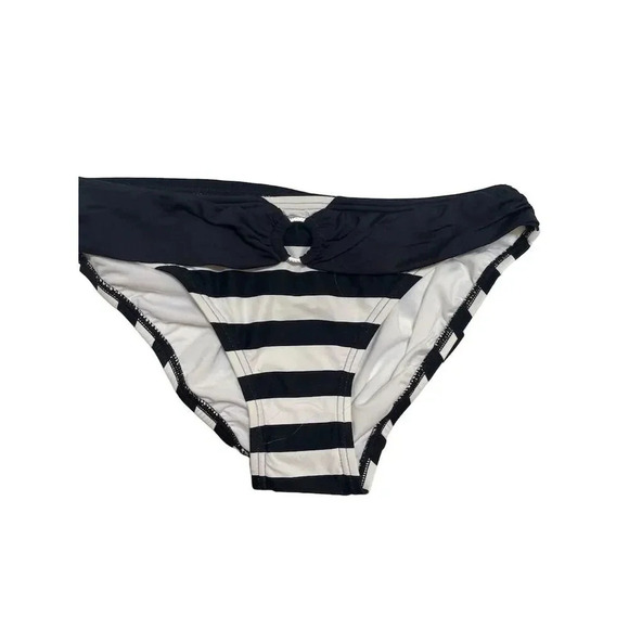 Michael Kors Womens Logo Ring Hardware Stripe Bikini Bottom Black/White Small - Picture 3 of 12